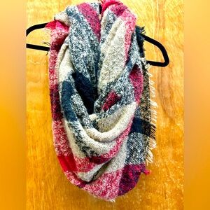 Red, Black, and Tan Blanket Scarf